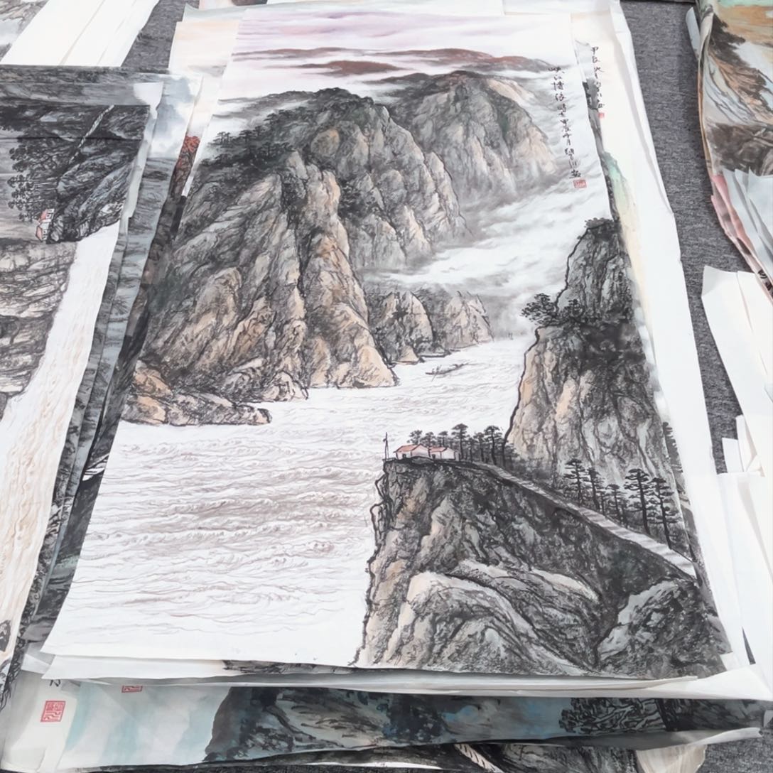 国画戴*才五张绘画作品