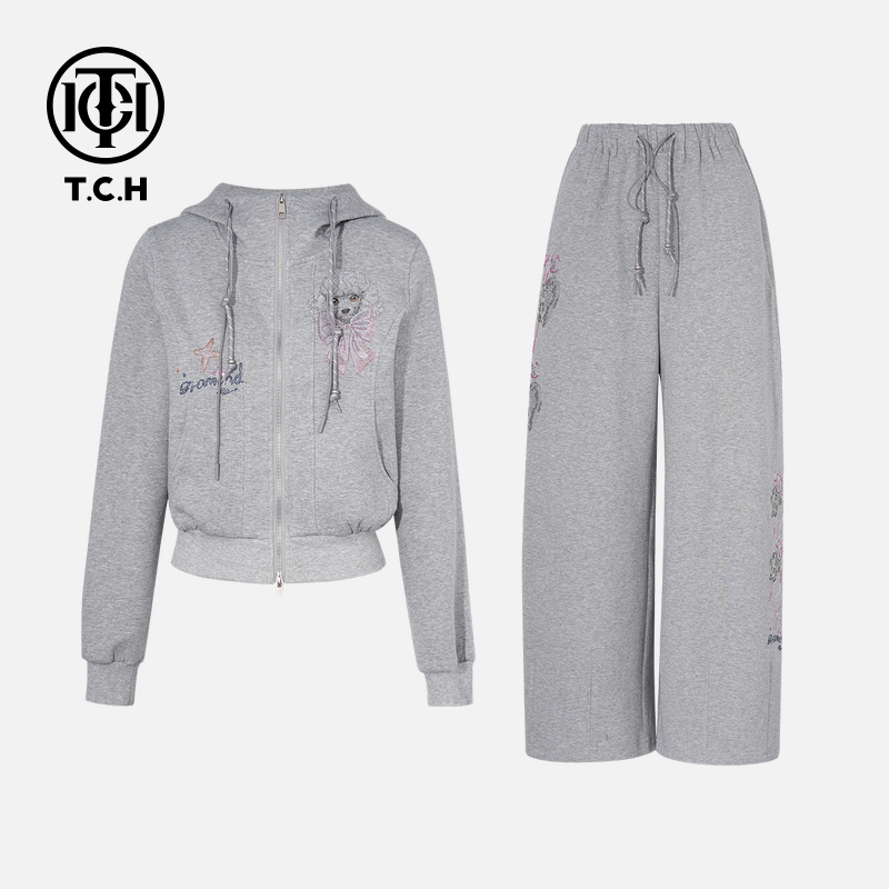 TCH私服烫钻工艺新时尚淑女百搭新潮流套装女T75C07E1032轻奢tch