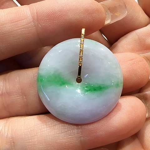 翡翠18K金镶嵌吊坠(不含链)