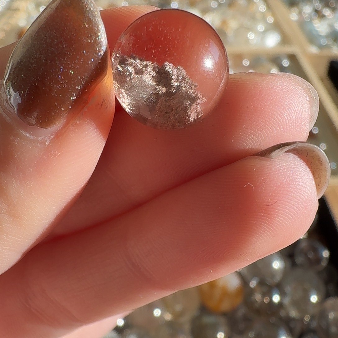 水晶手链未镶嵌巴西粉幽灵团子有皮13mm