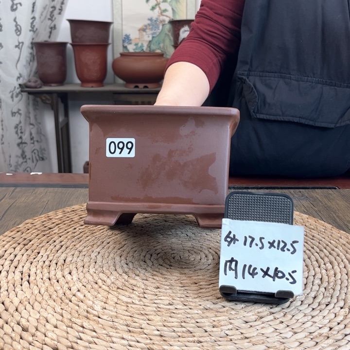 紫砂花盆紫泥正方099