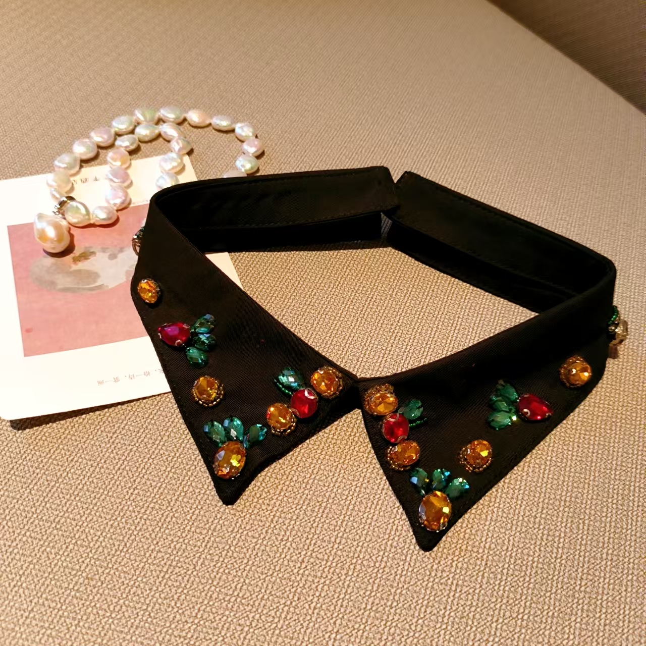 精致小清新田园水钻百搭气质女人假领子AZ926