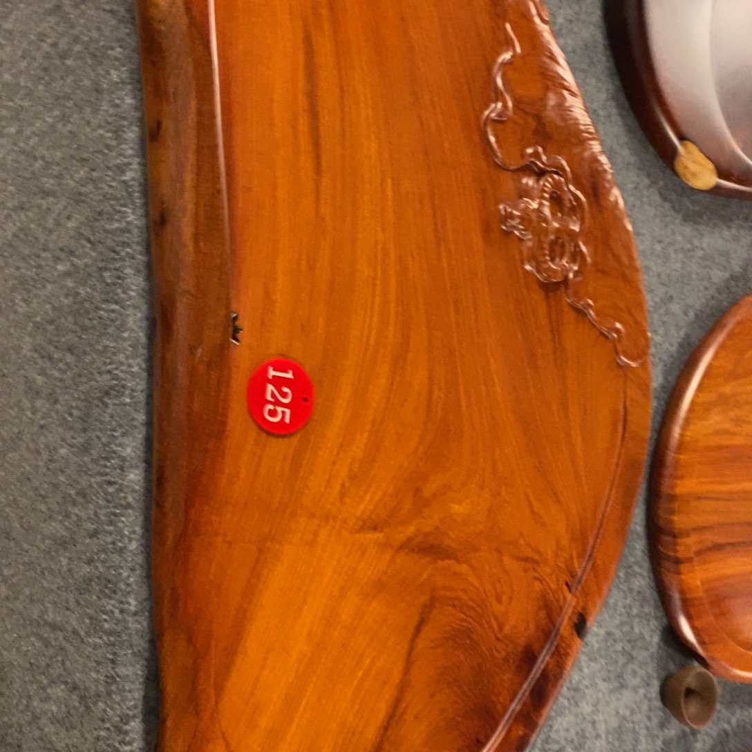 缅甸红花梨雕刻茶盘77×45