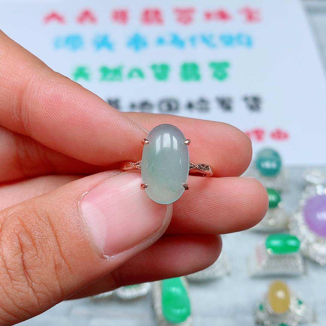 翡翠银S925镶嵌戒指187号
