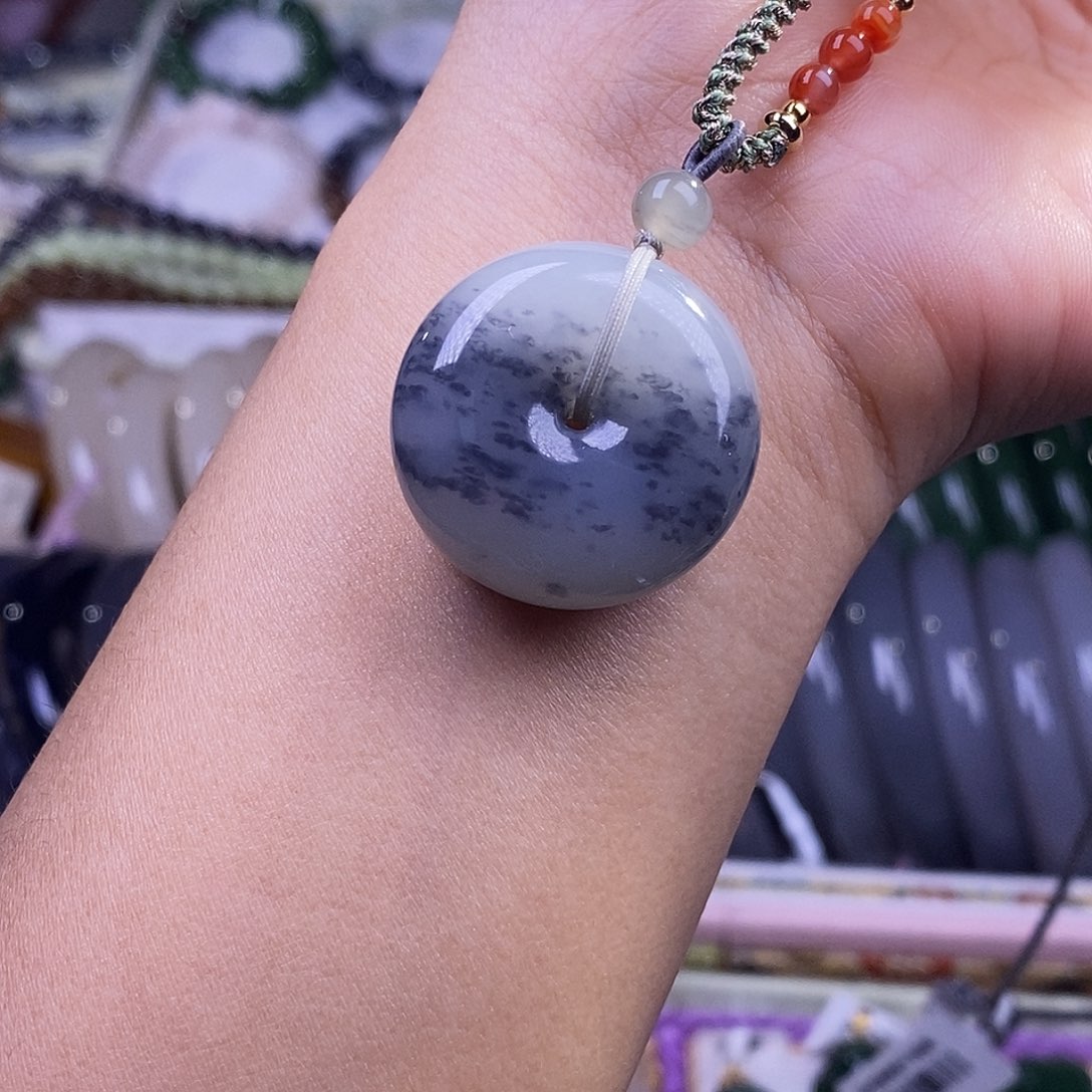 颈饰未镶嵌和田玉新疆和田玉青花平安扣吊坠