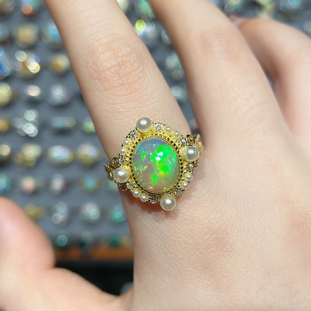 欧泊银S925镶嵌欧泊戒指