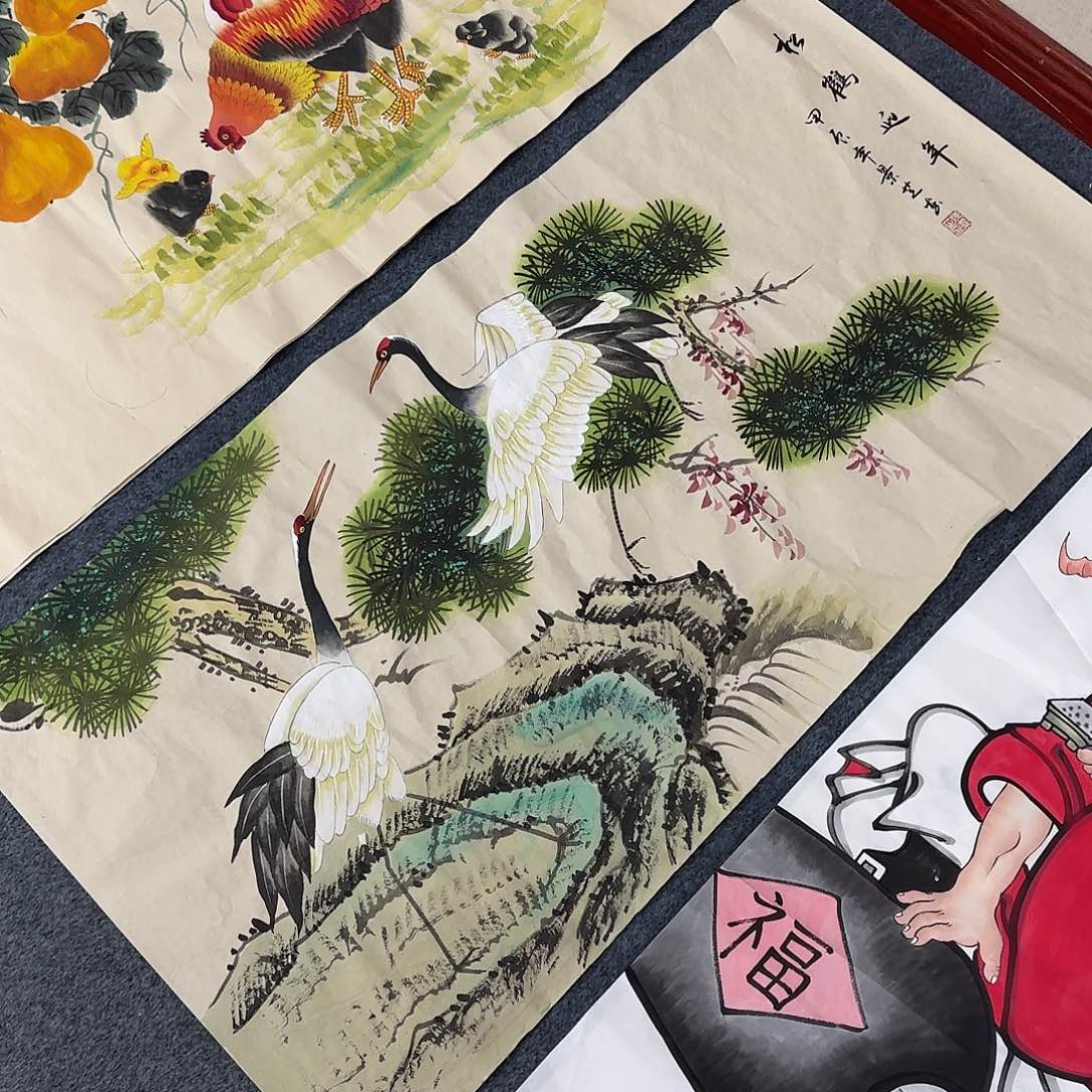 国画尺寸50X100手绘作品 