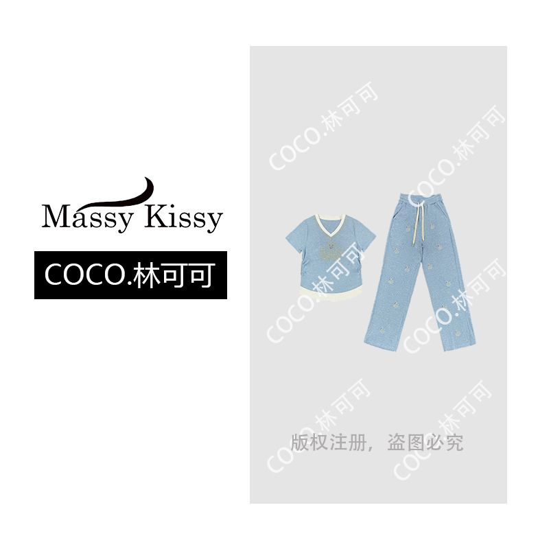 【COCO林可可】25夏季蓝天鹅高级烫钻套装61289