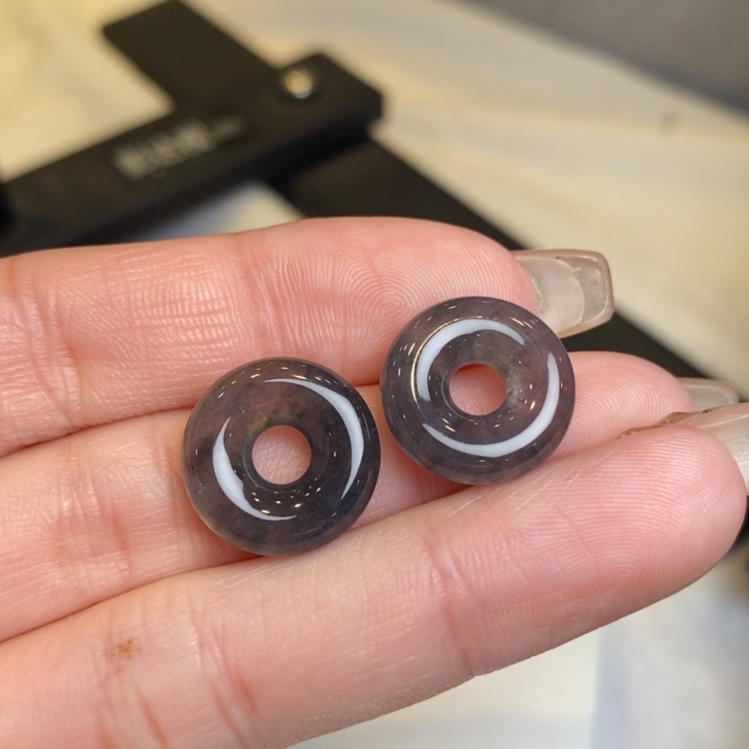 翡翠耳饰未镶嵌冰乌鸡甜甜圈