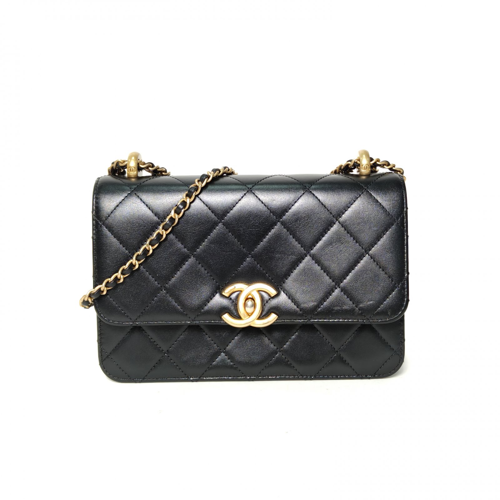 95新 Chanel/香奈儿 【双双】21A CF 口盖包 22cm 芯片双金珠