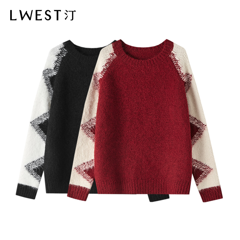 2400【马琦尧专属】朗文斯汀宽松圆领圣诞毛衣DZMM3512B12400B