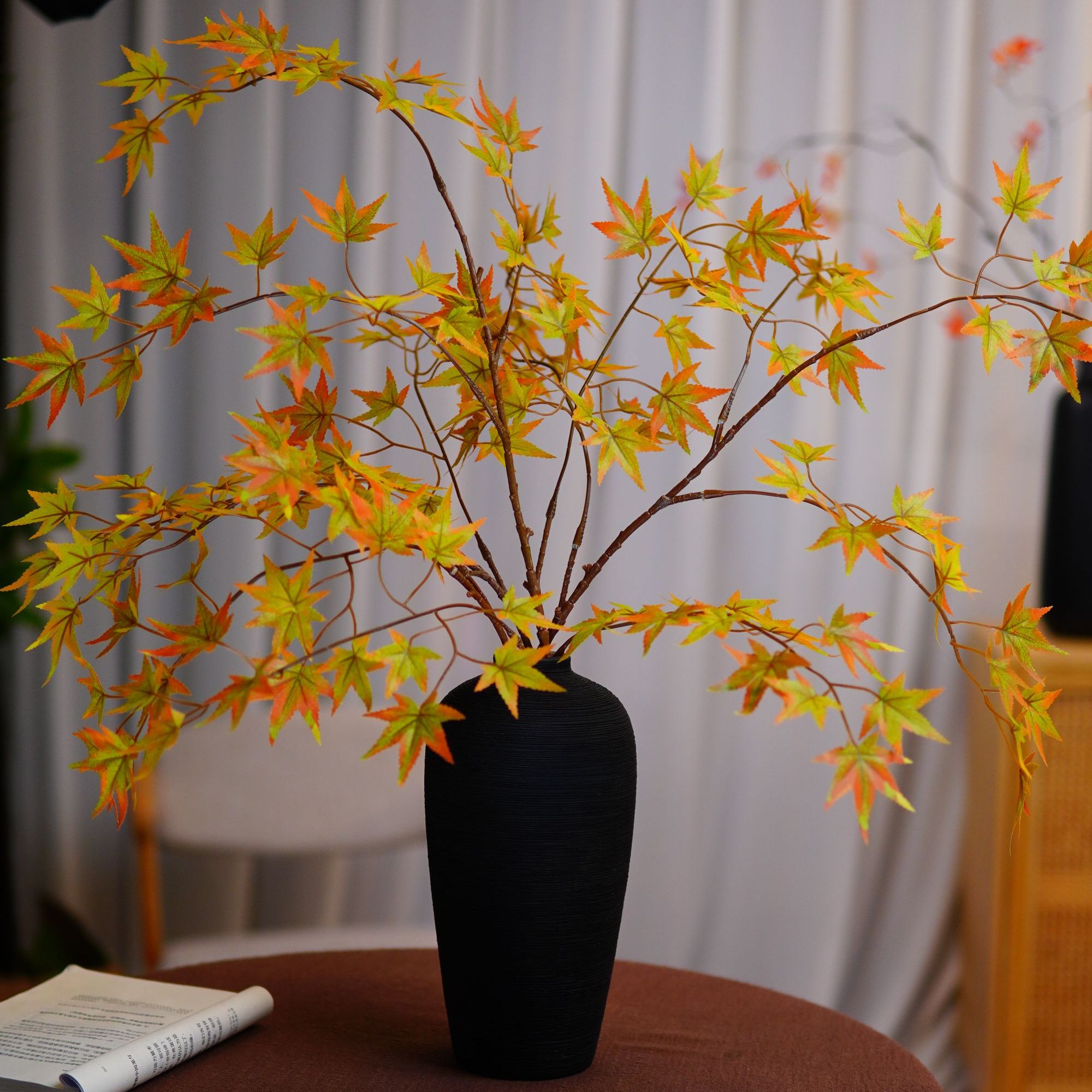 【枫树叶】手感配陶瓷花瓶仿真绿植软装仿真花高级感高端逼真