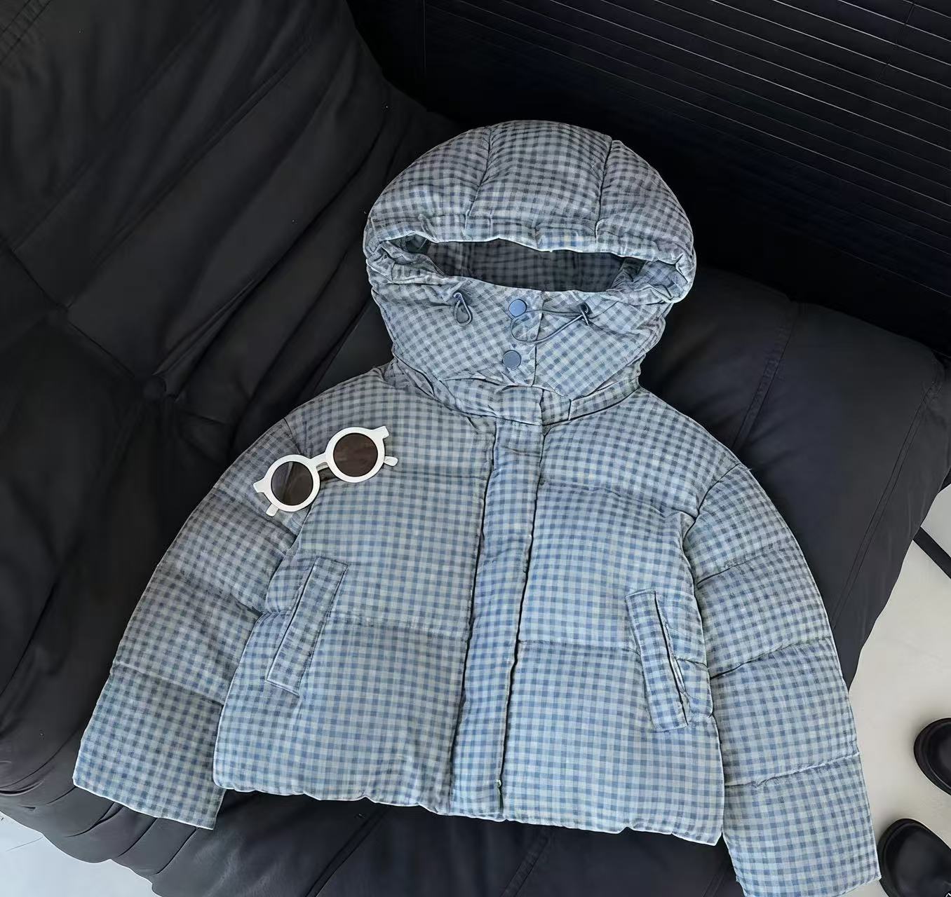 2025童装男童女童冬季棉服帅气加厚保暖外套韩系格子宽松韩版棉服