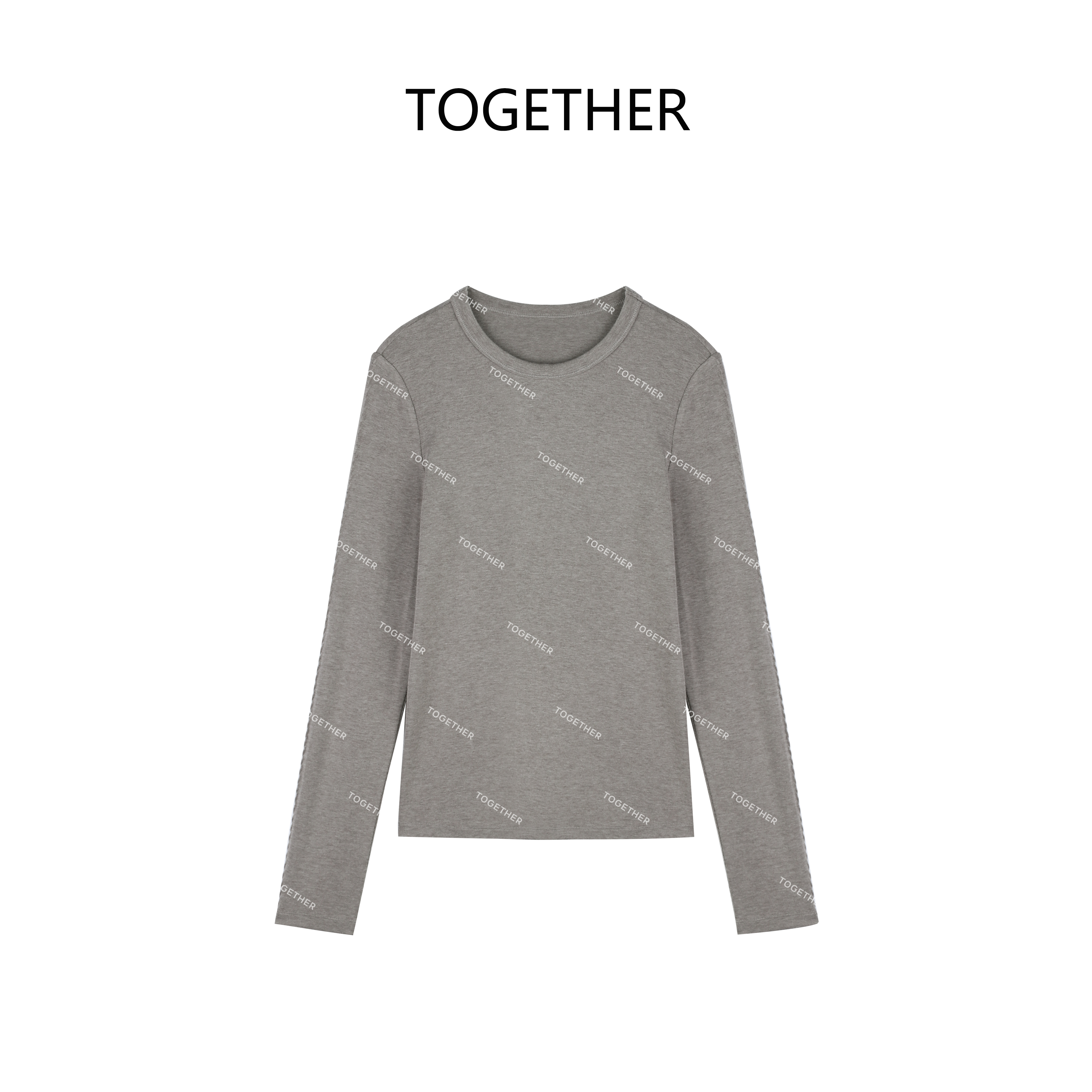  【TOGETHER】· 多衣 · 秋季百搭凹凸绣绒感羊毛长袖T恤打底W2196