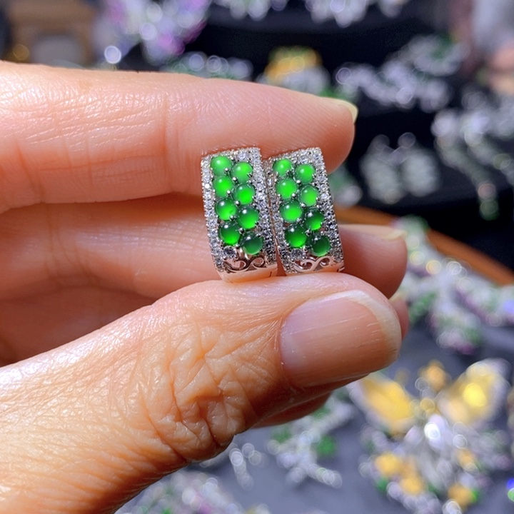 翡翠戒指银S925镶嵌天然翡翠