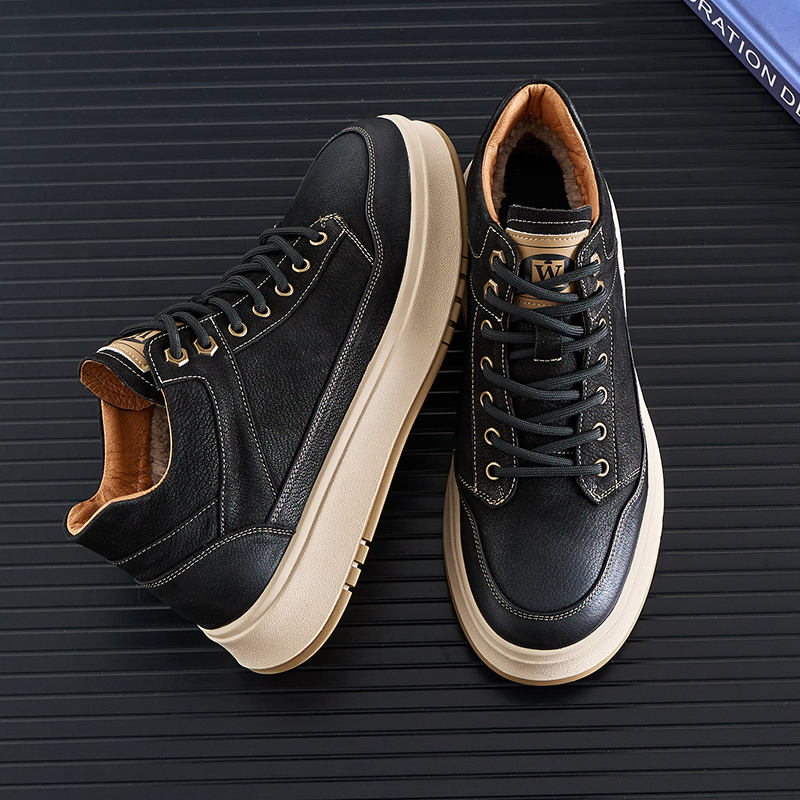 马丁靴男2024新款秋冬头层牛皮高帮鞋男加绒棉鞋英伦复古工装皮靴