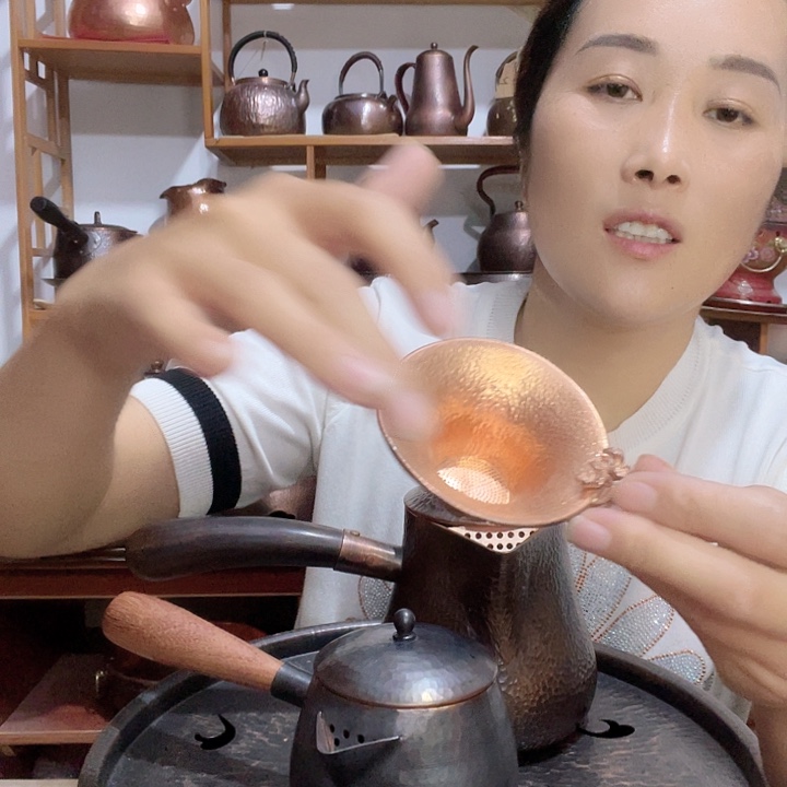 用***9金属紫铜纯铜梅花茶漏