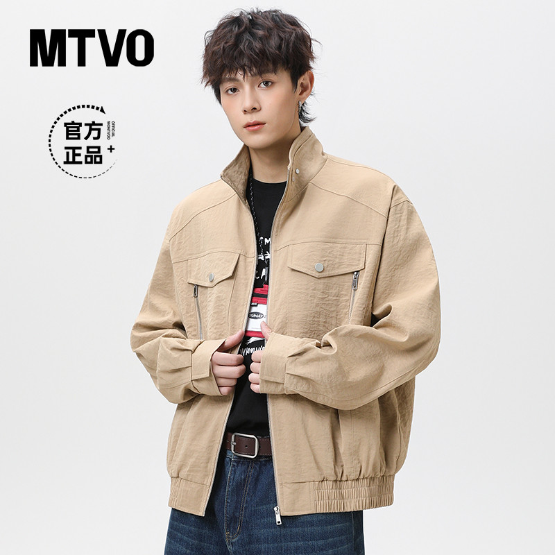 MTVO迈特优秋季纯色立领夹克男士潮流宽松百搭休闲外上衣套  9959
