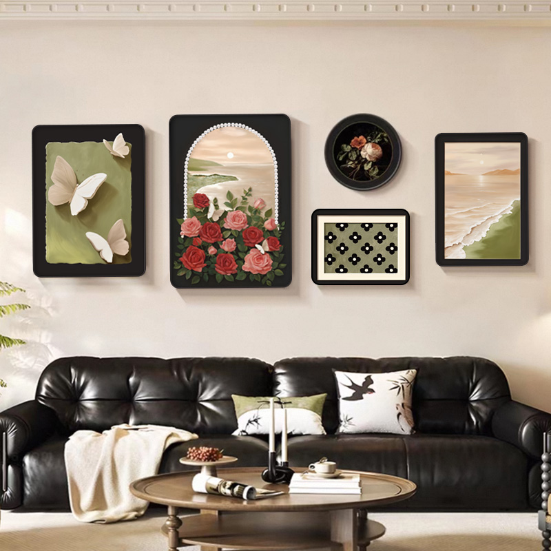 CK-013法式中古风客厅装饰画新款奶油风组合玫瑰沙发挂画捡漏4