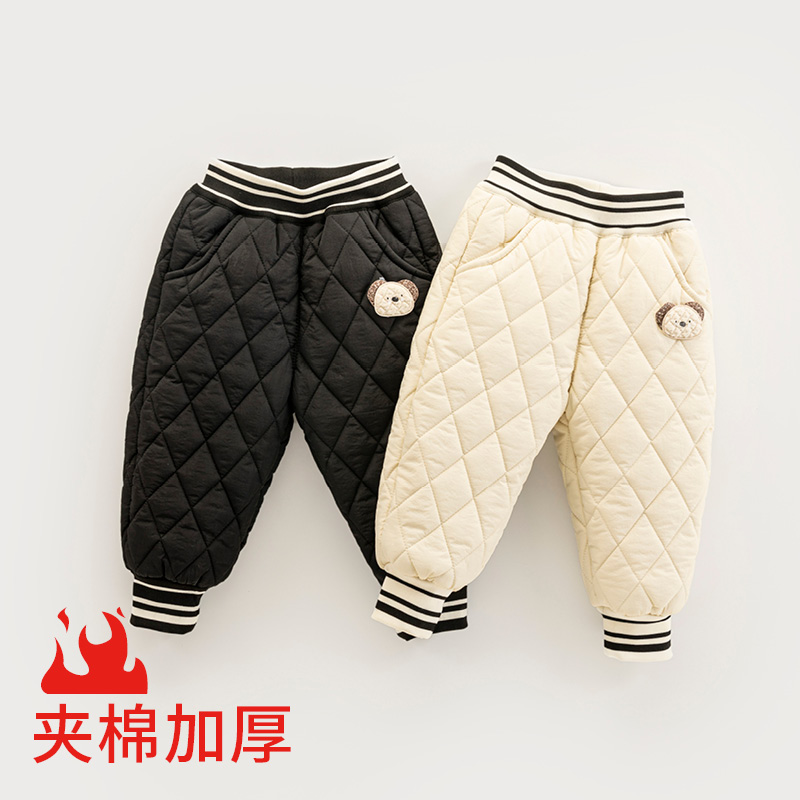 宝宝棉裤冬季外穿秋冬萌感卡通儿童裤子夹棉加厚长裤婴儿冬裤5139