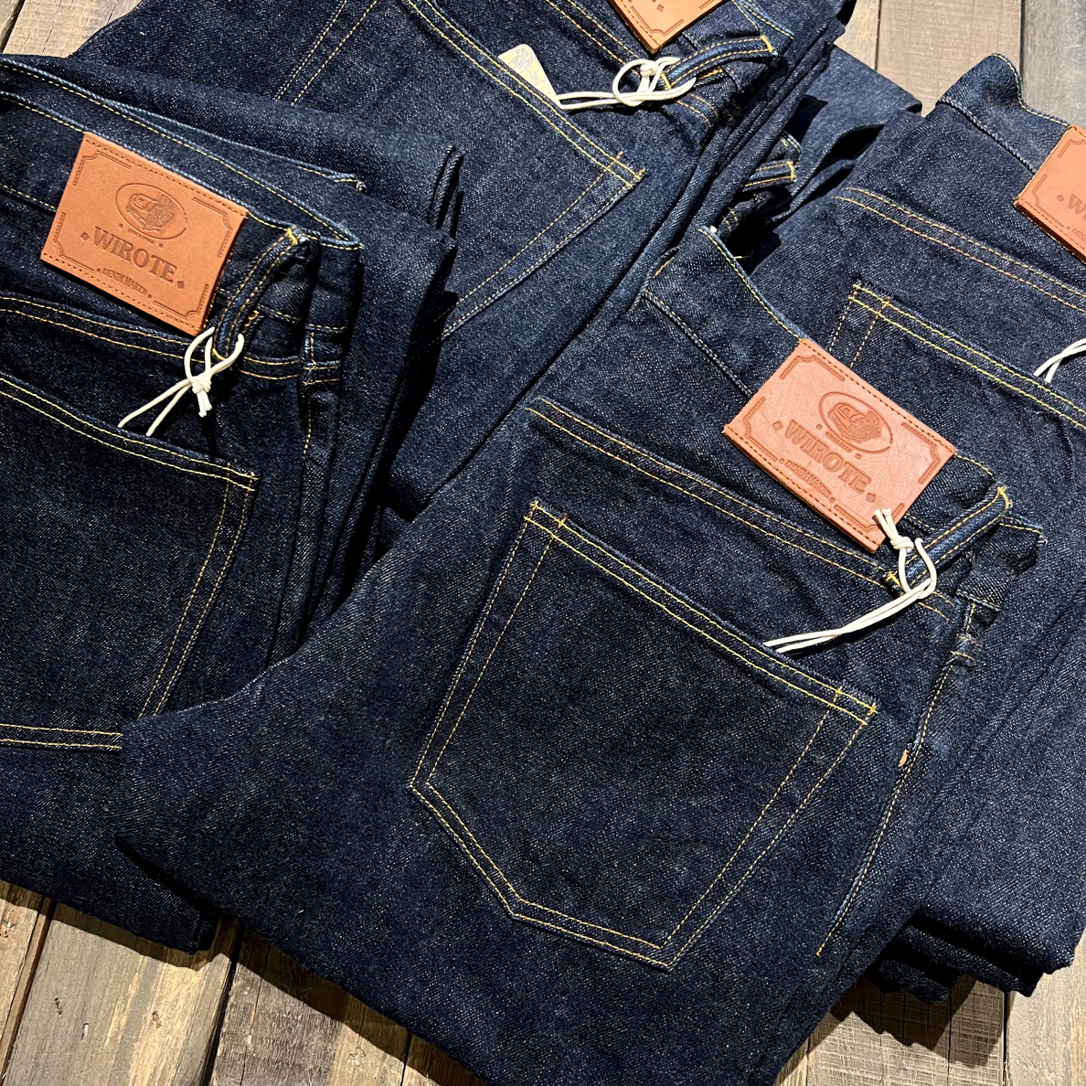 16盎司重磅原色赤耳牛仔宽松长裤牛仔裤