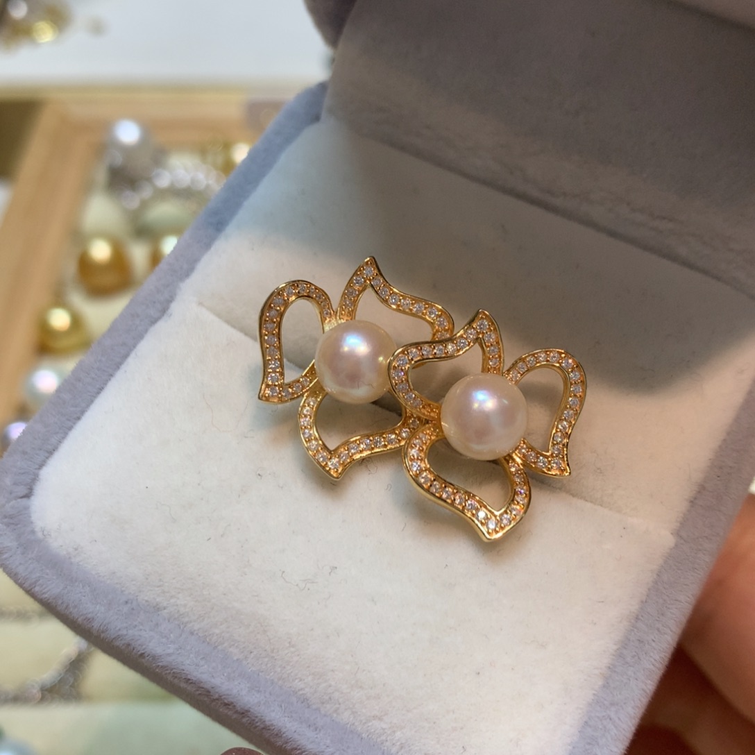 海水珍珠耳饰银S925镶嵌