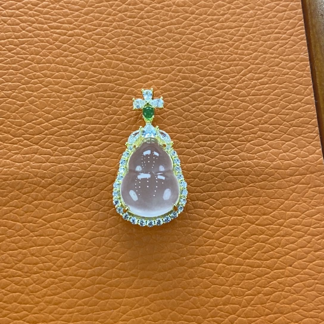 石英质玉吊坠(不含链)银S925镶嵌蒽*