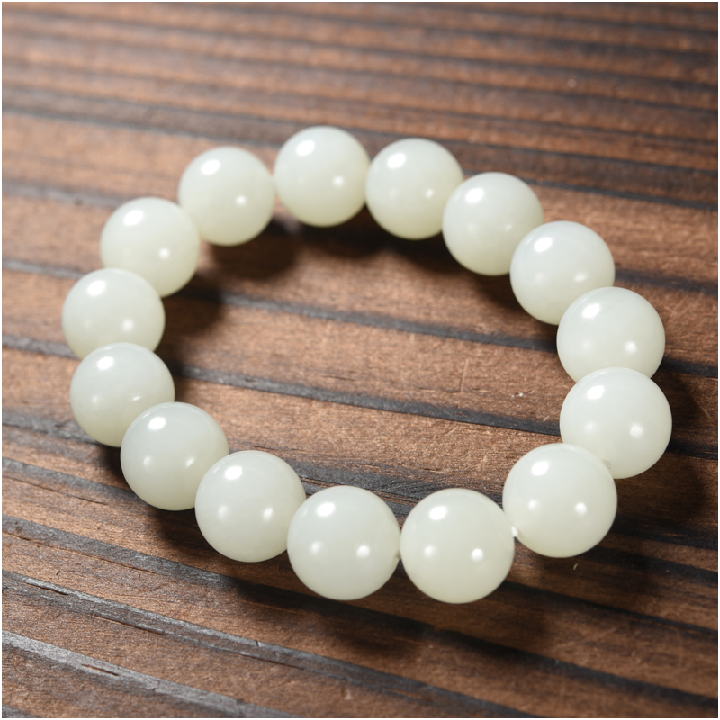 玉石缘【圆珠手串14mm】新疆和田玉籽料珠圆玉润精品男女款手链