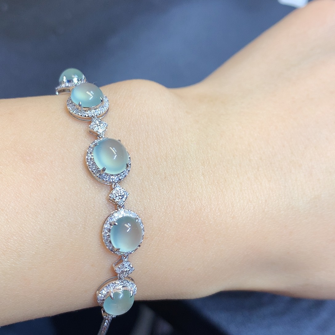 翡翠手链18K金镶嵌手链