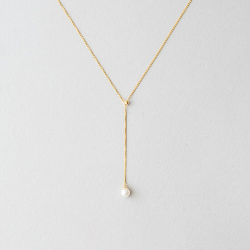 18k金肖邦链气质潮流淡水珍珠时尚Y字链百搭近圆10-11mm