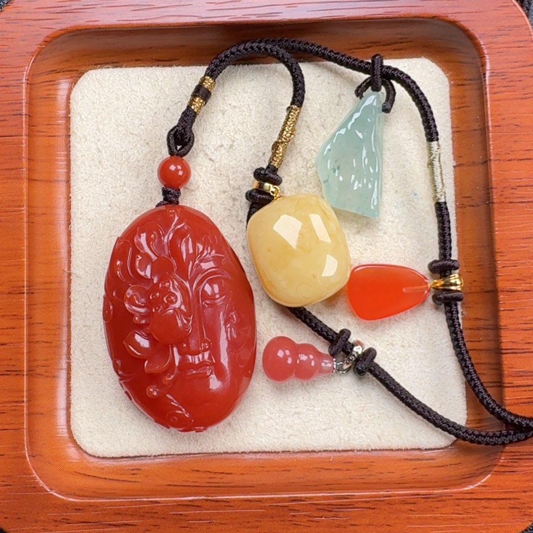 南红玛瑙未镶嵌花开见佛吊坠