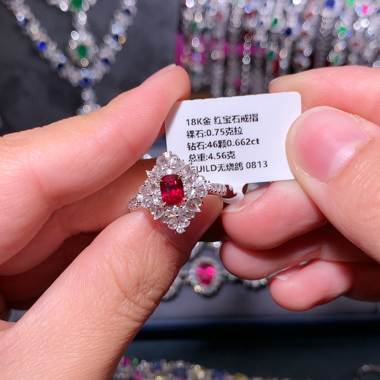 【闪购商品】红宝石戒指18K金镶嵌M**L