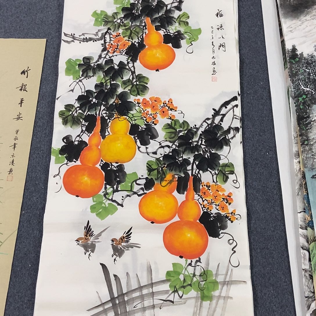 国画四尺葫芦一副