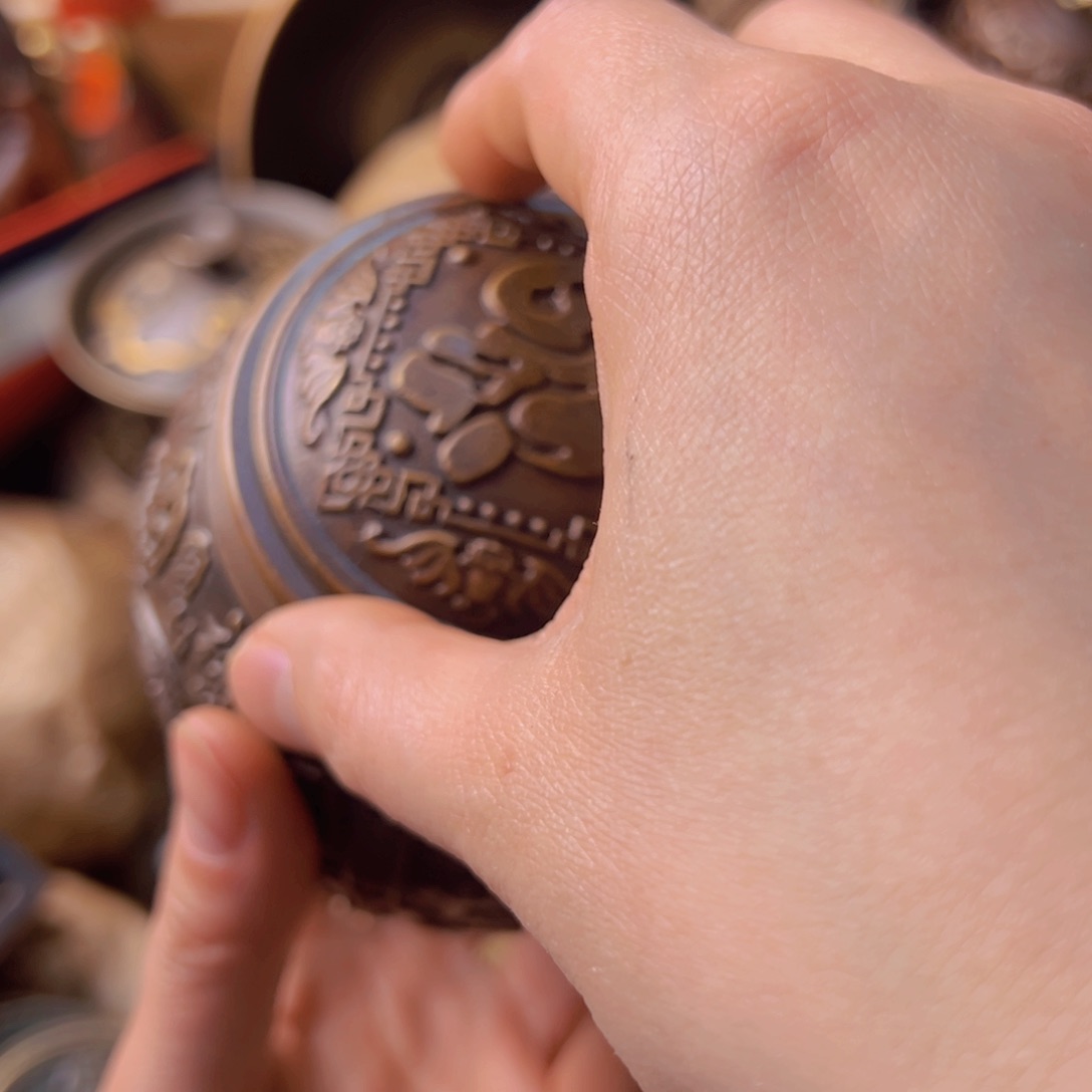 原矿风磨铜百福罐茶叶