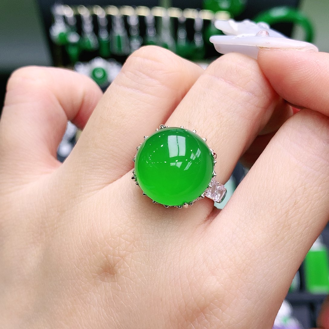 玛瑙/玉髓戒指银S925镶嵌16x16