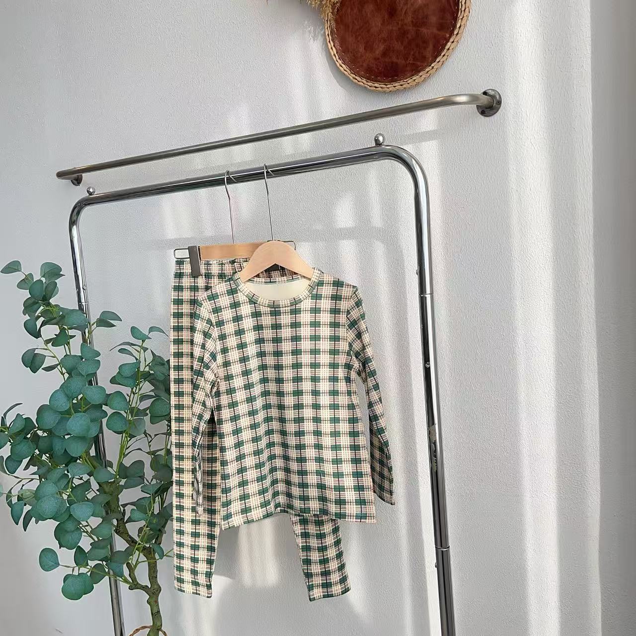 9225韩绿色方快家居服