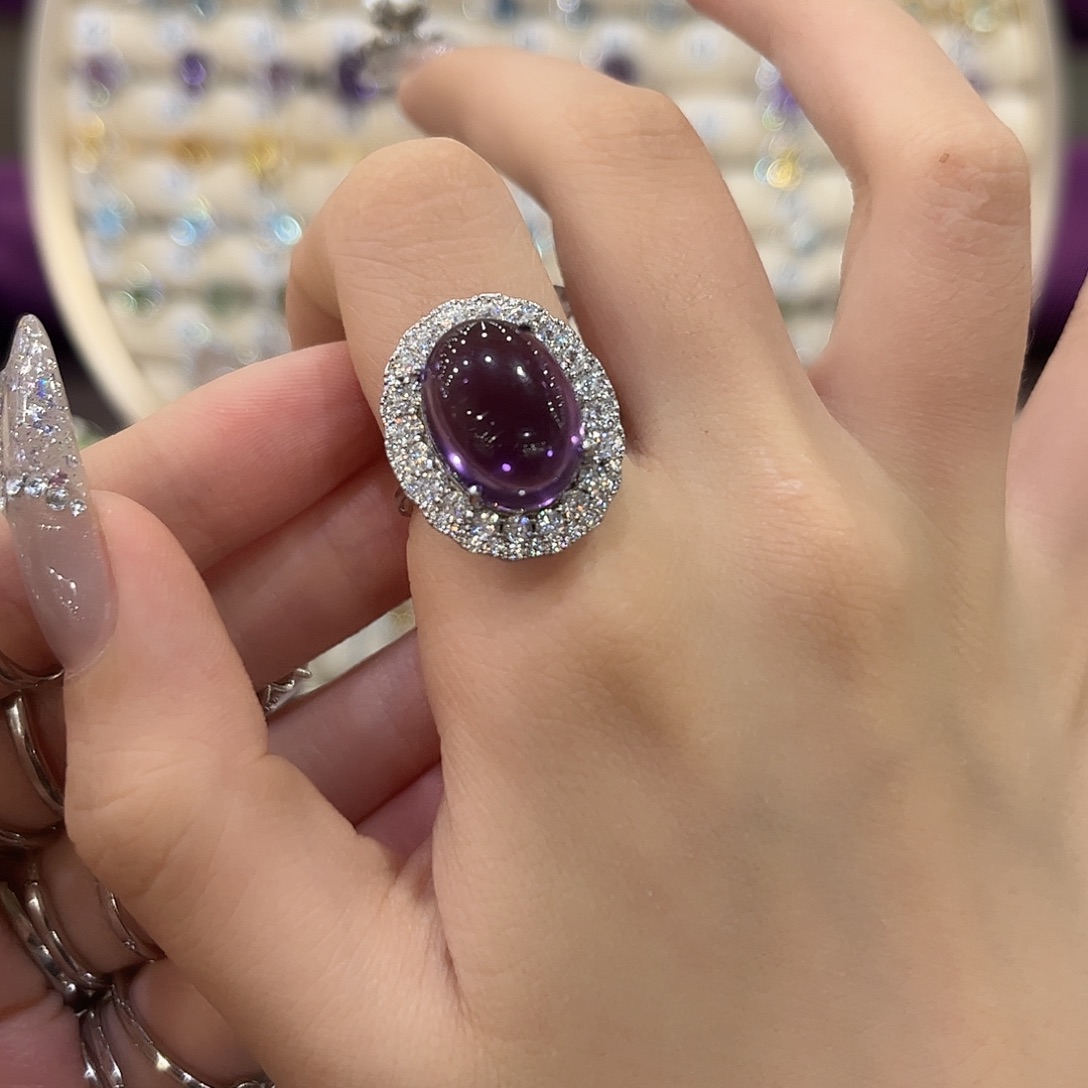 草****紫晶手链银S925镶嵌戒指