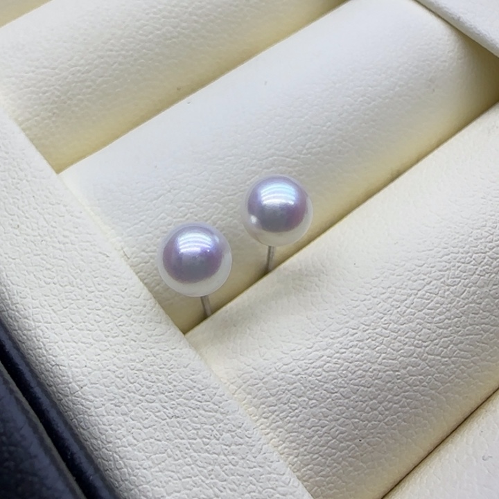 摆件淡水珍珠未镶嵌极光耳钉5.5-6mm