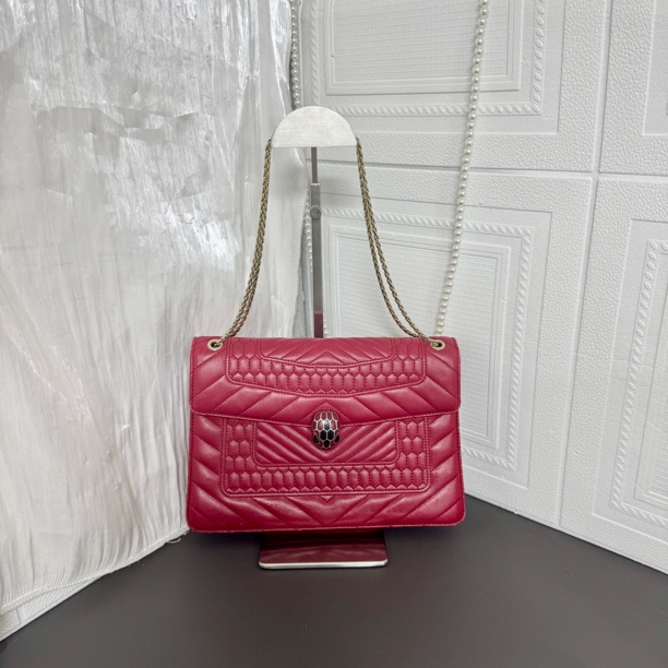 95新 BVLGARI/宝格丽 95新 酒红色蛇头包