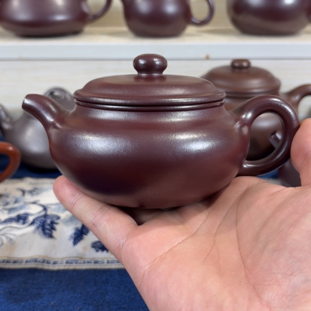 紫砂茶壶致***6全手工高温龙血砂仿古壶