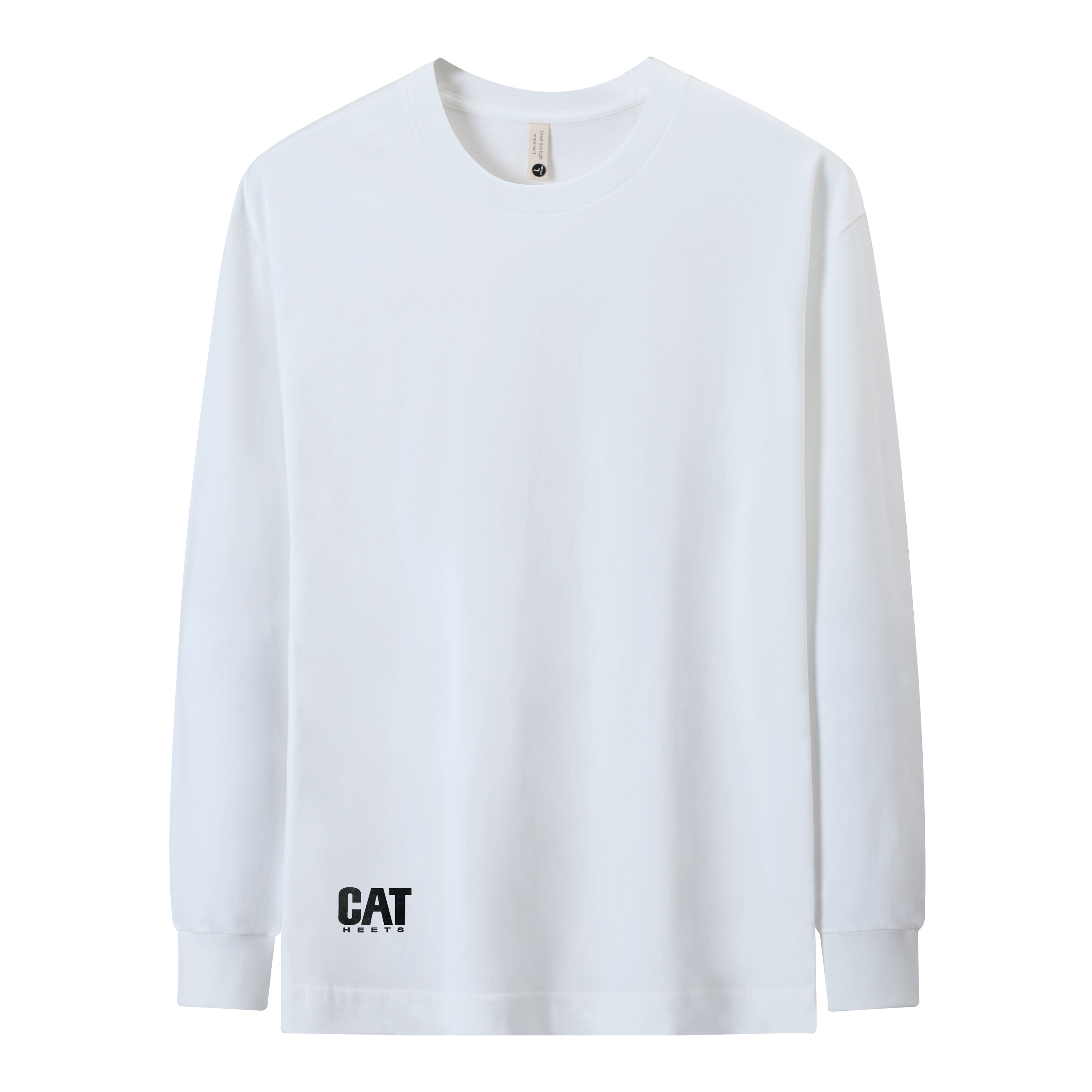 320克正肩秋冬长袖束口袖圆领修身百搭齐肩纯色纯棉T恤男士螺纹口