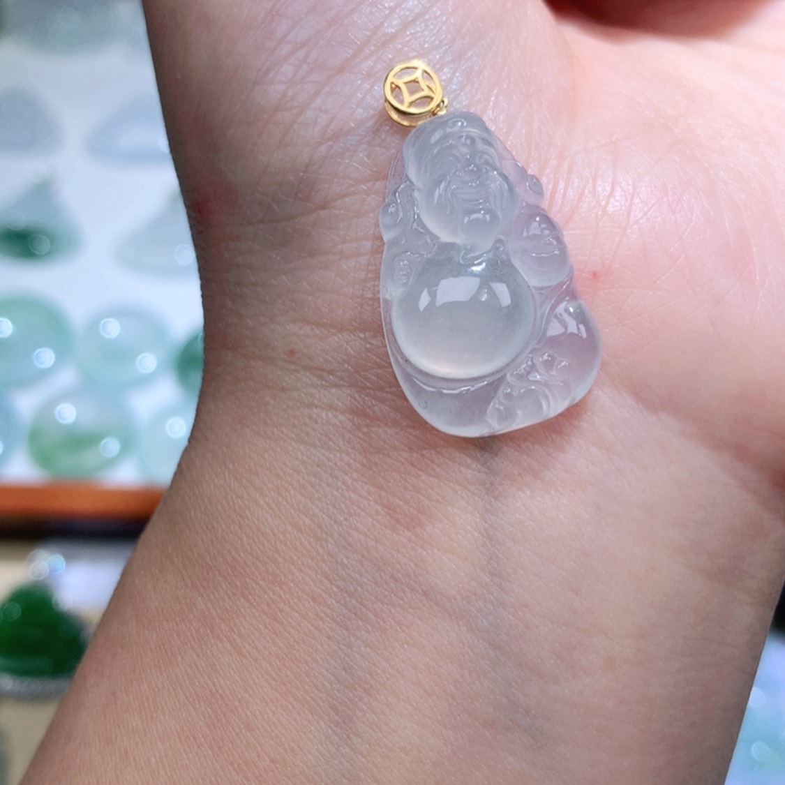 【闪购商品】翡翠颈饰18K金镶嵌财神爷