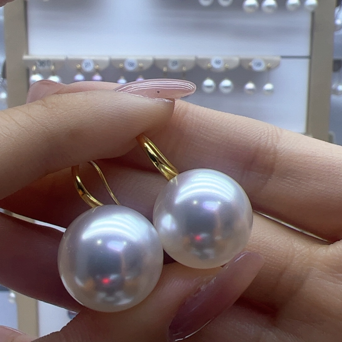 淡水珍珠耳饰18K金镶嵌