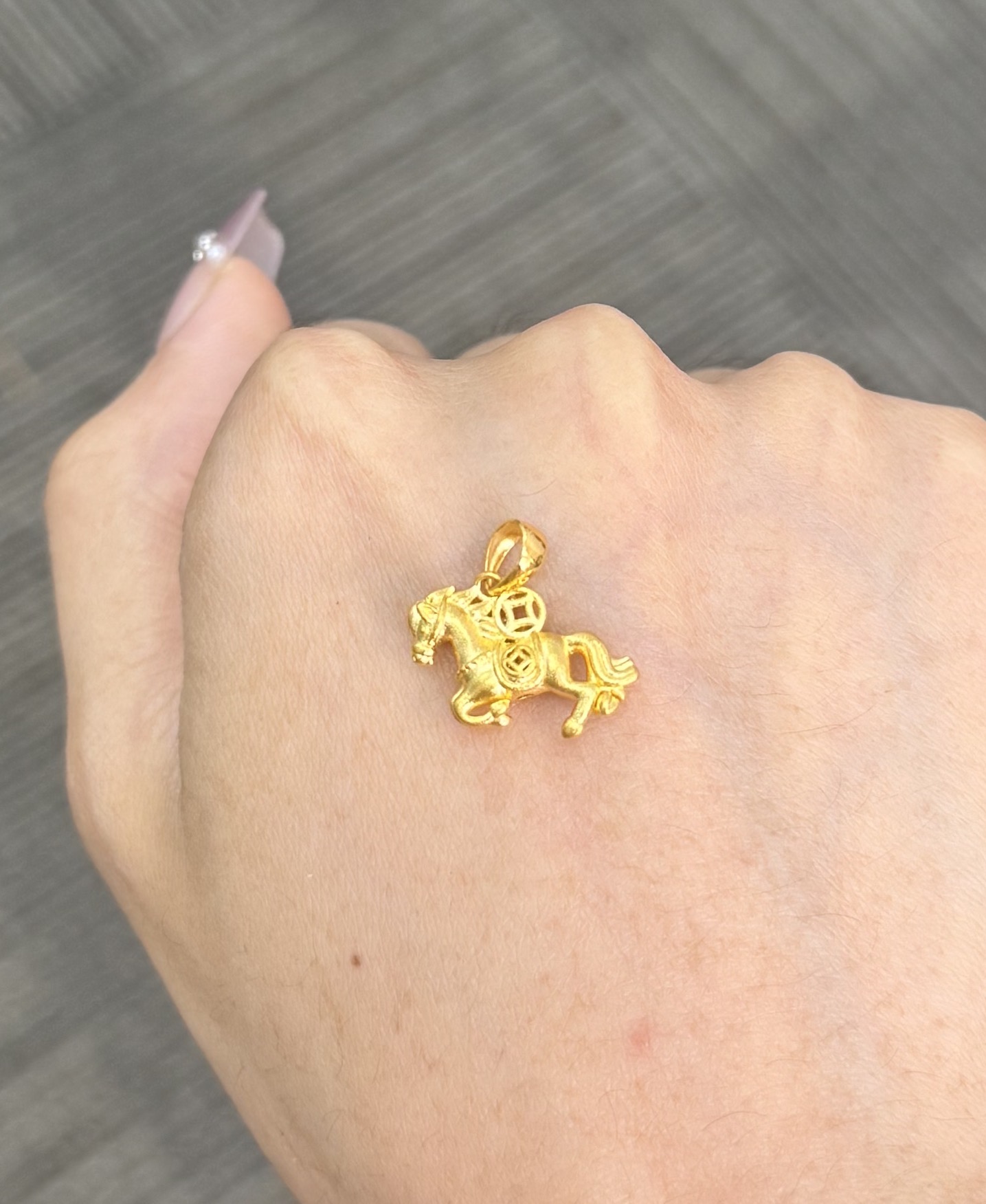 足金999 旋转木马铜钱吊坠