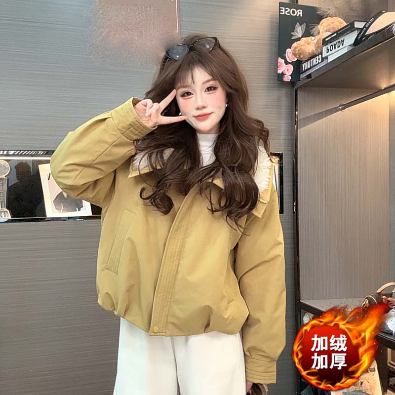 【加绒加厚】2025秋冬季韩版休闲宽松保暖百搭翻领外套TX0359