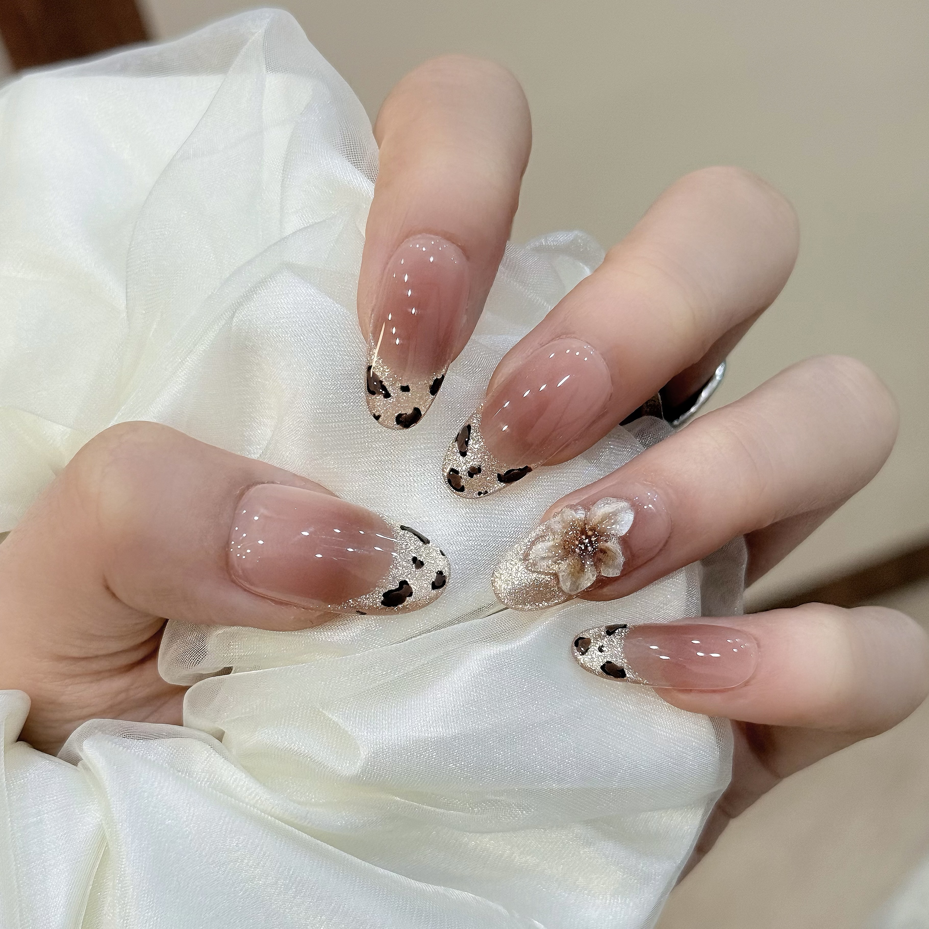 【豹富海棠】猫眼爆闪纯手工穿戴甲