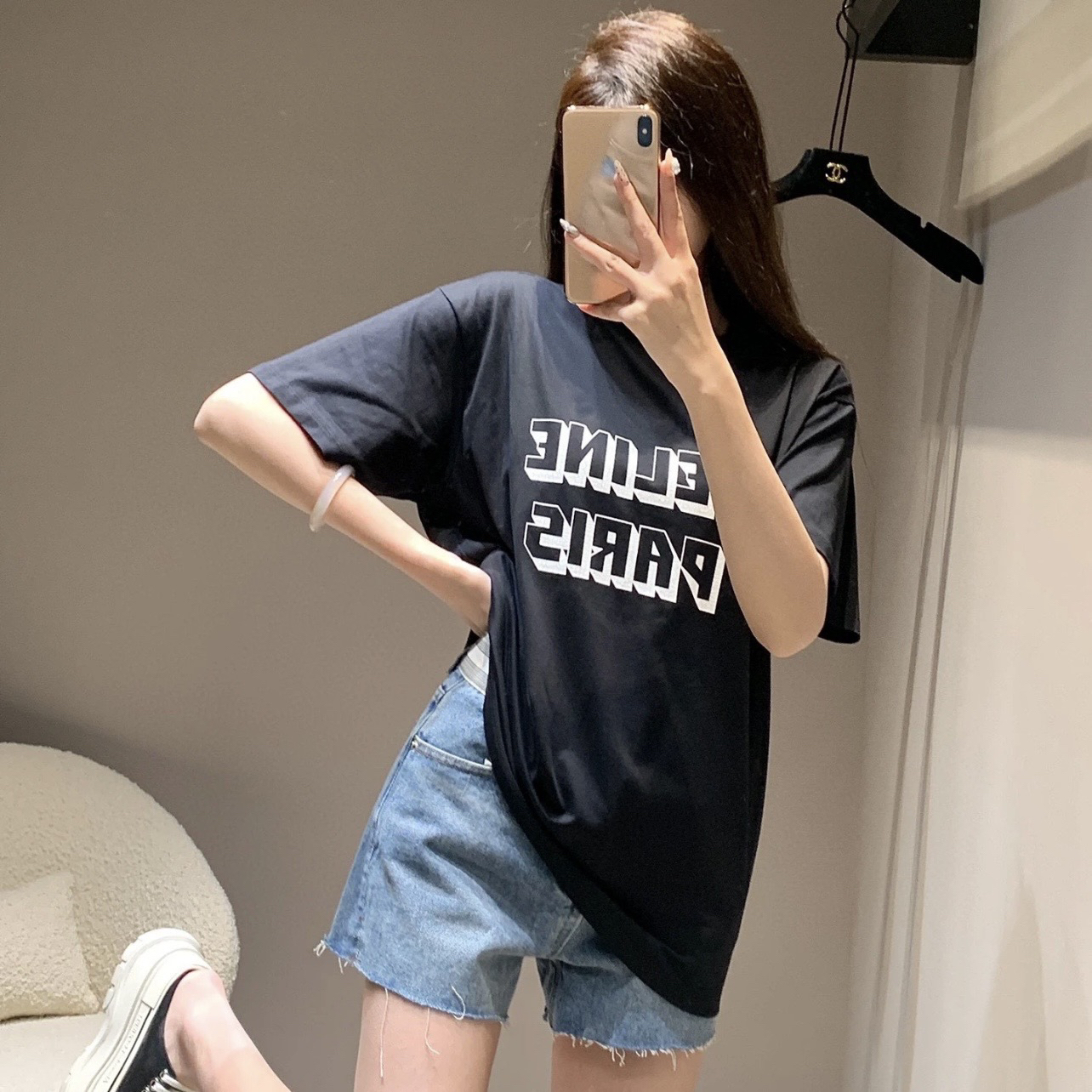 99新 Celine/思琳 vem73/圆领标语字母印花短袖T恤 xs码 棉