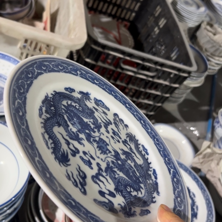 陶手绘9寸双龙平盘