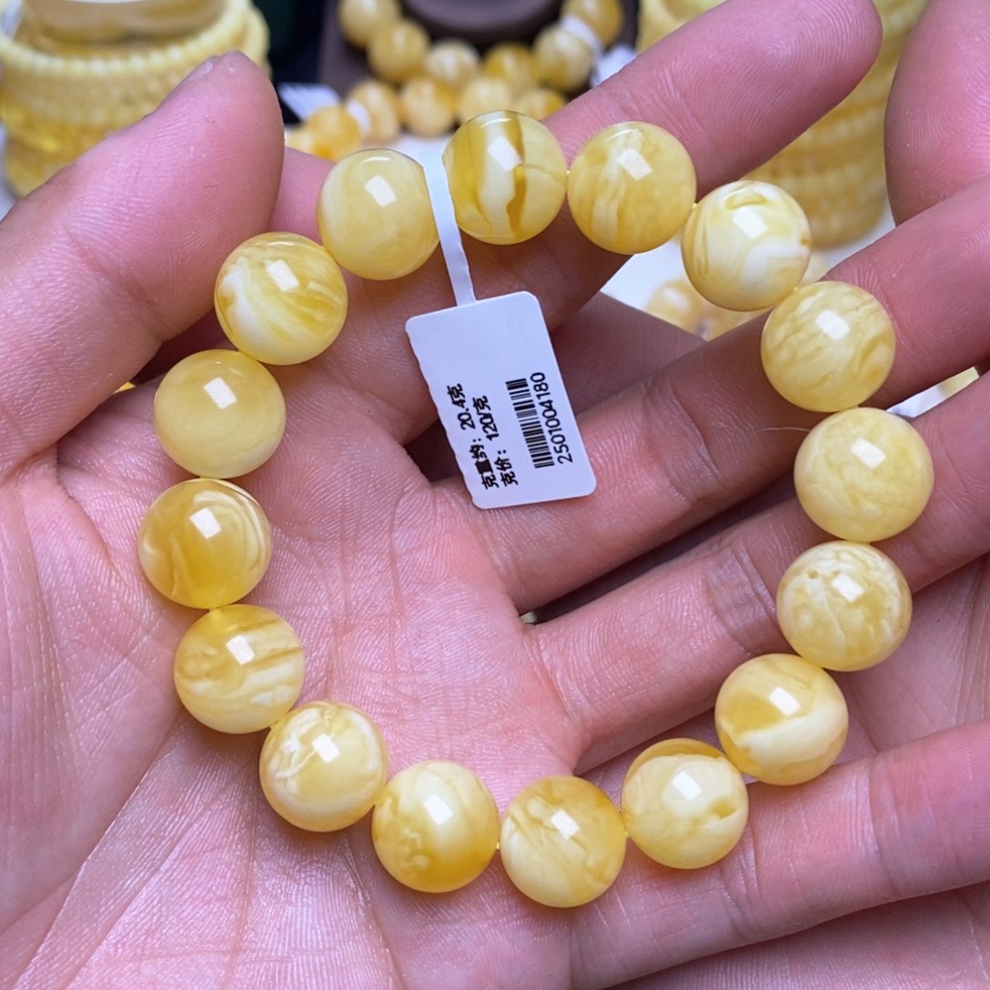 【闪购商品】蜜蜡裸石未镶嵌13+圆珠手串