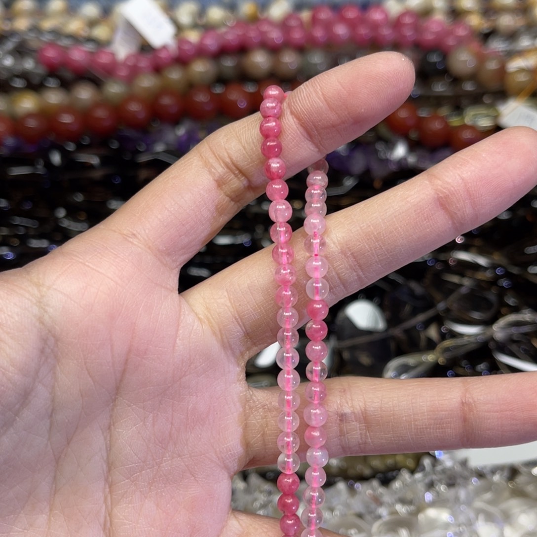 玛瑙/玉髓散珠蔷薇灰卡4➕一条